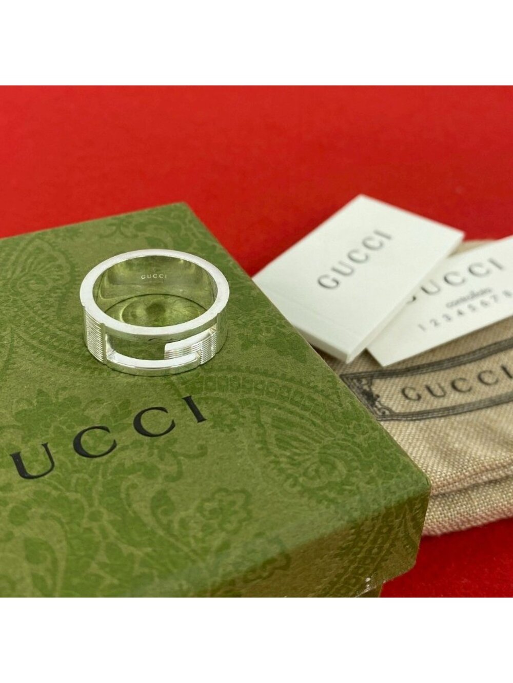Gucci Logo Motif 925 Sterling Silver Ring 19.5 Handbag